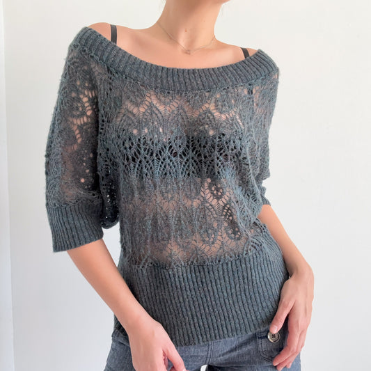 Y2K Aegean Knit Dolman Sleeve Top / SZ M