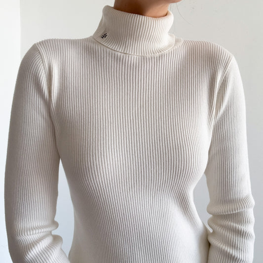 90's Ralph Lauren White Cotton Turtleneck / SZ S