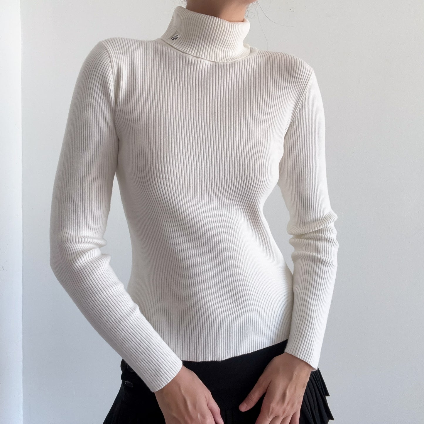 90's Ralph Lauren White Cotton Turtleneck / SZ S