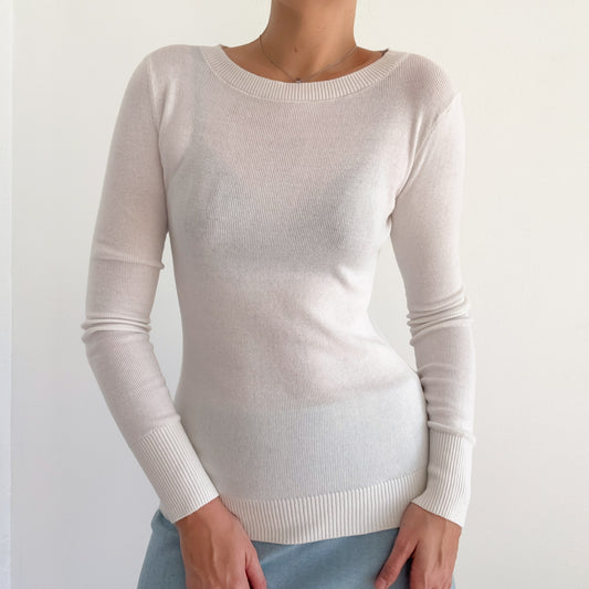 Y2K White Knit Long Sleeve / SZ S