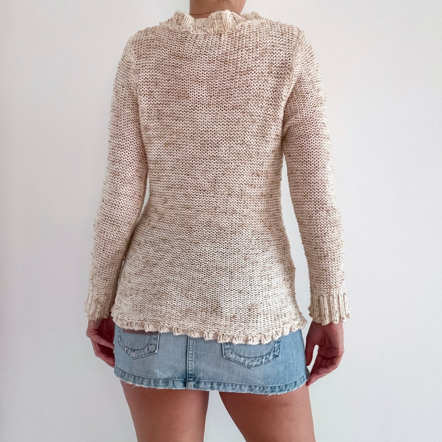Y2K BCBGMaxAzria Cream Sweater Cardigan / SZ M-XL