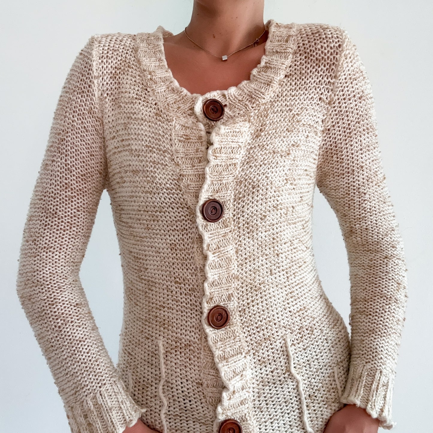 Y2K BCBGMaxAzria Cream Sweater Cardigan / SZ M-XL