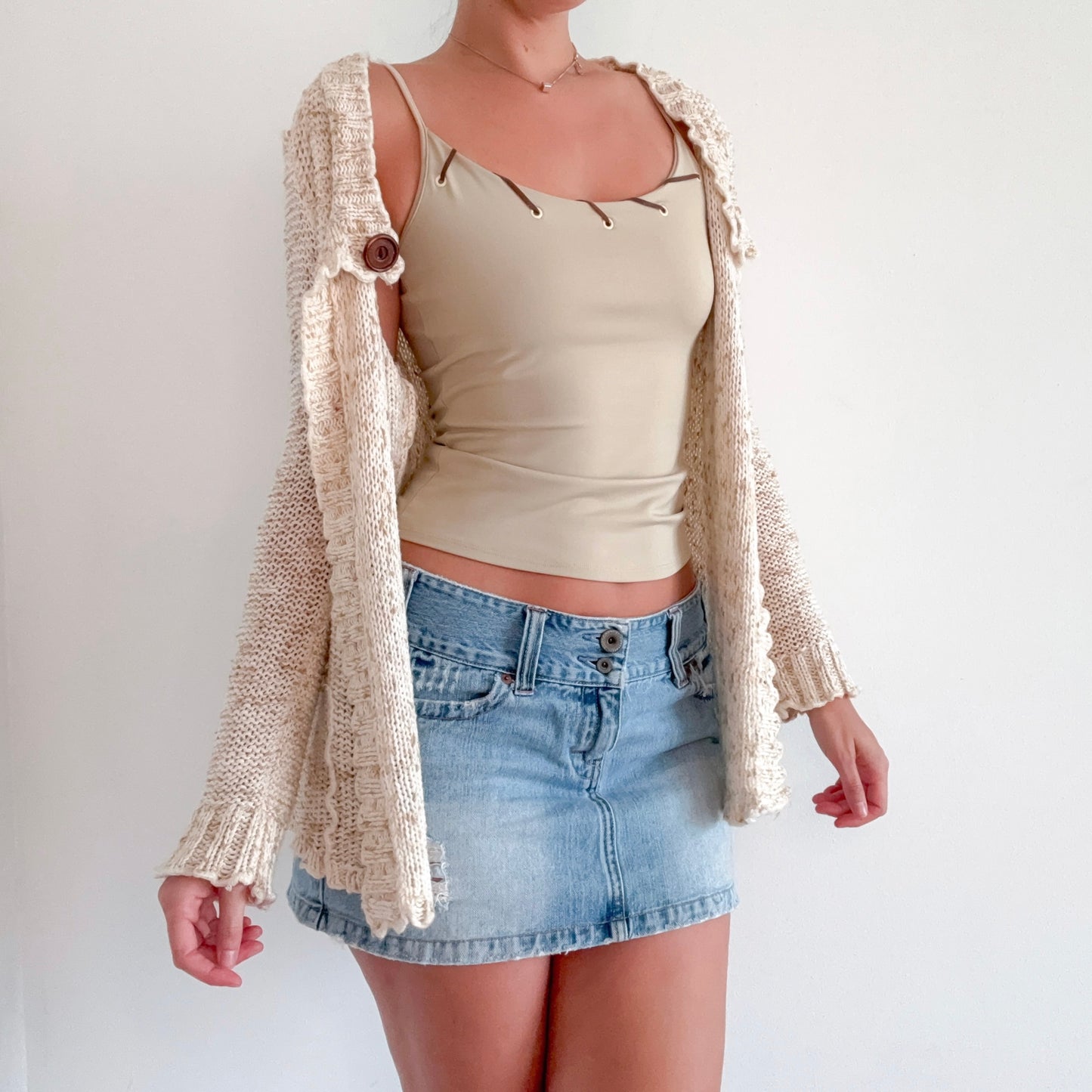 Y2K BCBGMaxAzria Cream Sweater Cardigan / SZ M-XL