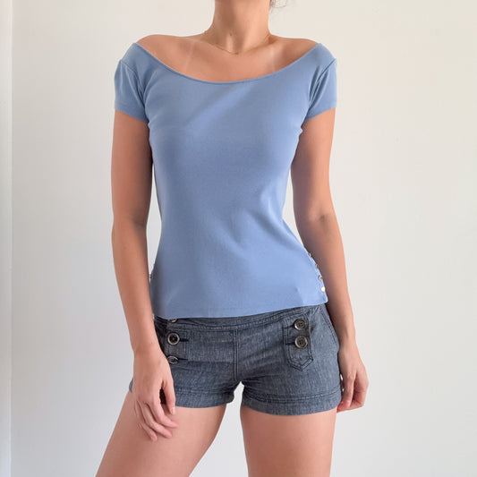 Y2K Cornflower Blue Cotton Tee / SZ S