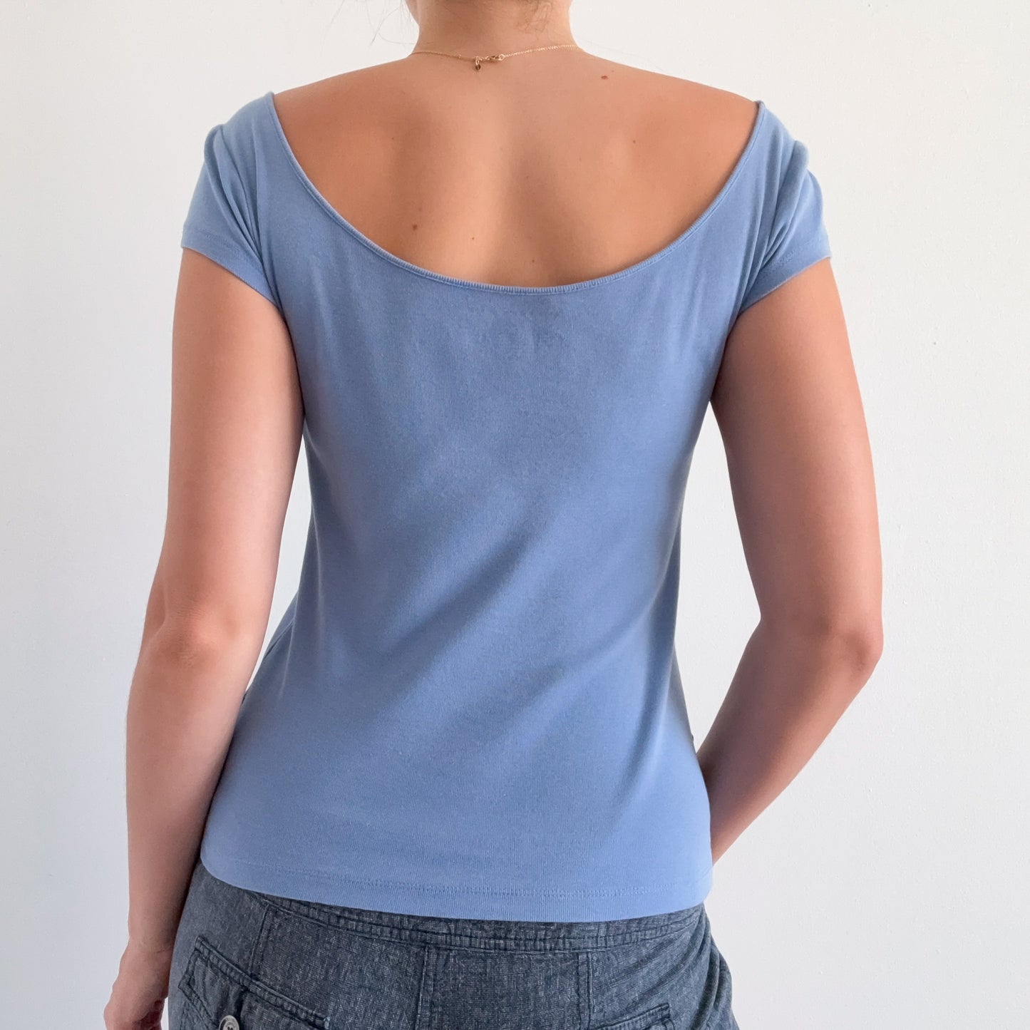 Y2K Cornflower Blue Cotton Tee / SZ S