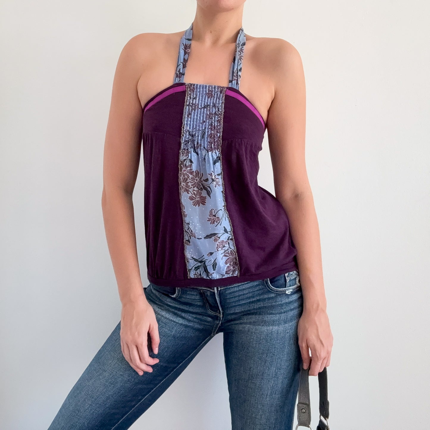 Y2K Purple & Blue Beaded Halter Top / SZ S