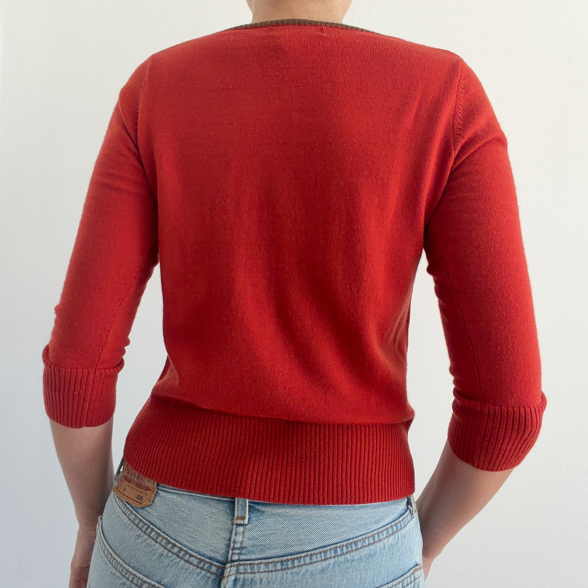 90's Burnt Orange Wool Knit Long Sleeve / SZ S