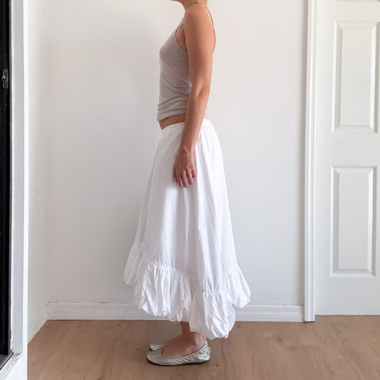 Anthropologie White Poplin Bubble Maxi Skirt / SZ M