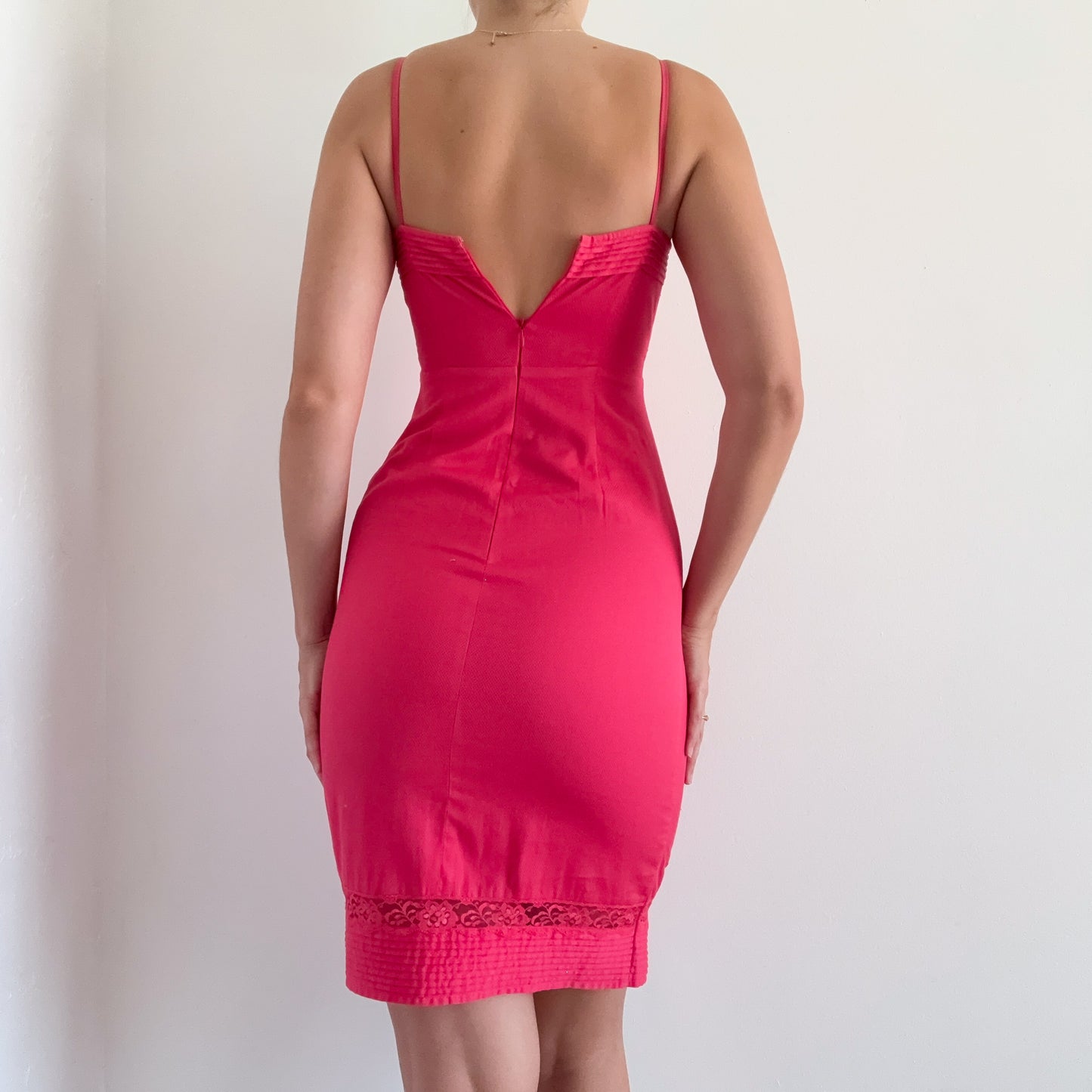 Y2K Hot Pink Cotton Lace Dress / SZ 0