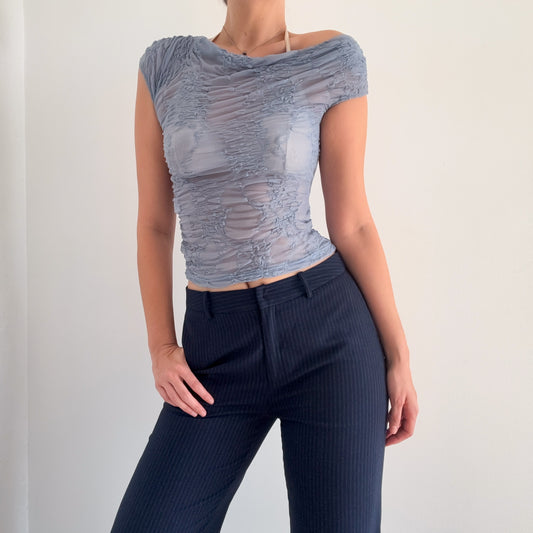 Contemporary Powder Blue Lace Top / SZ S