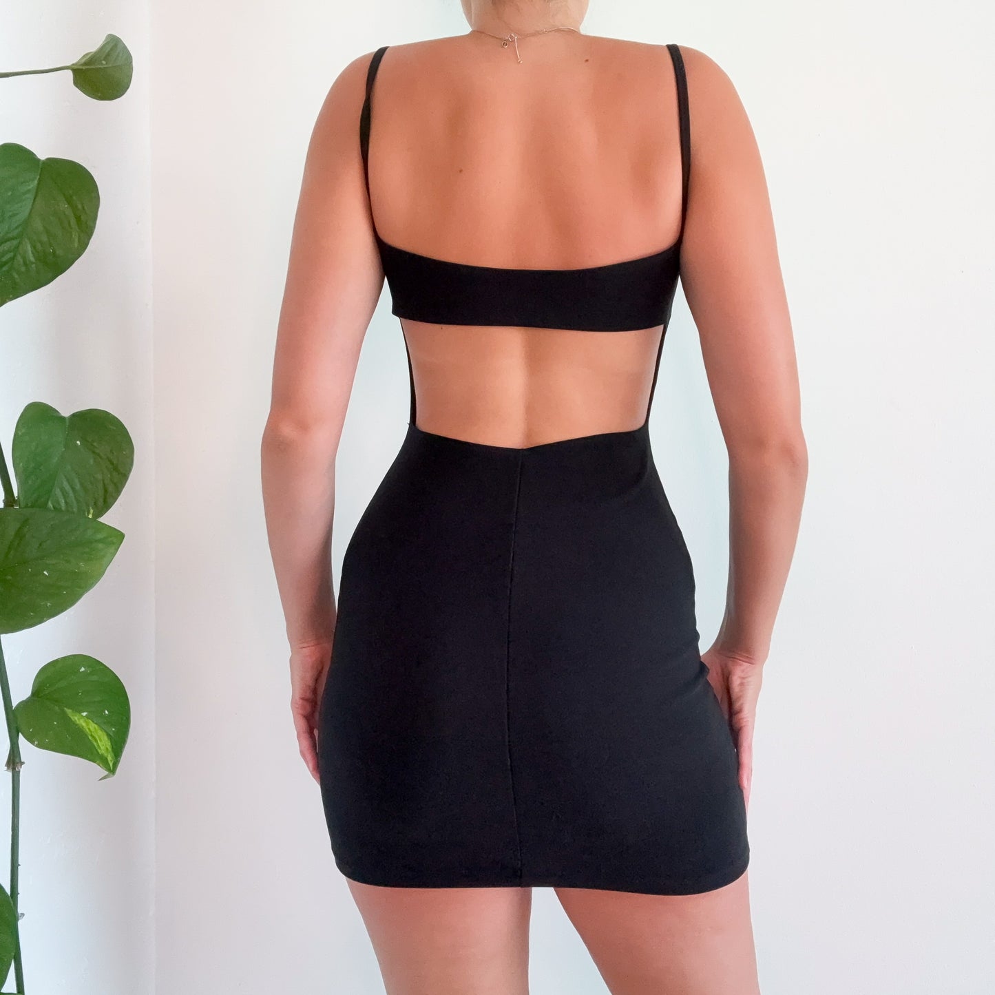 90's Black Cutout Mini Dress / SZ S