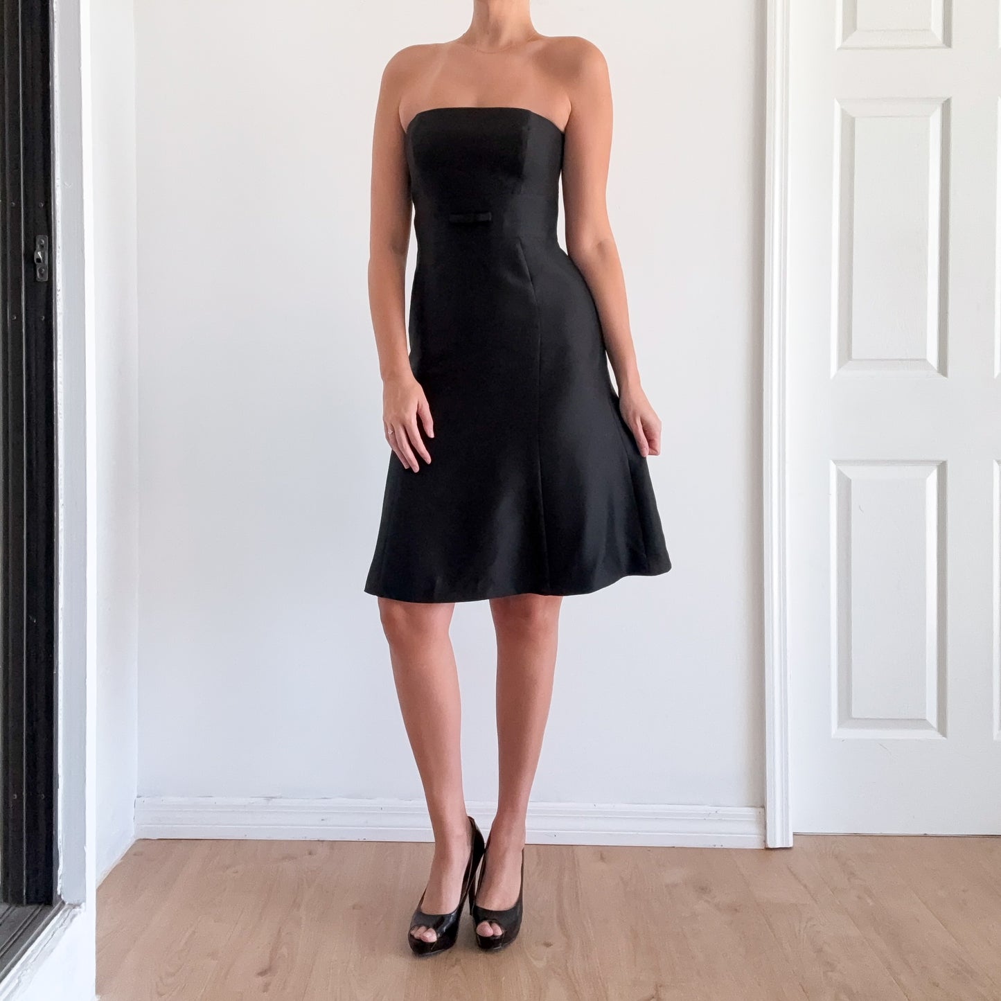Y2K Black Silk Bow Cocktail Dress / SZ 4