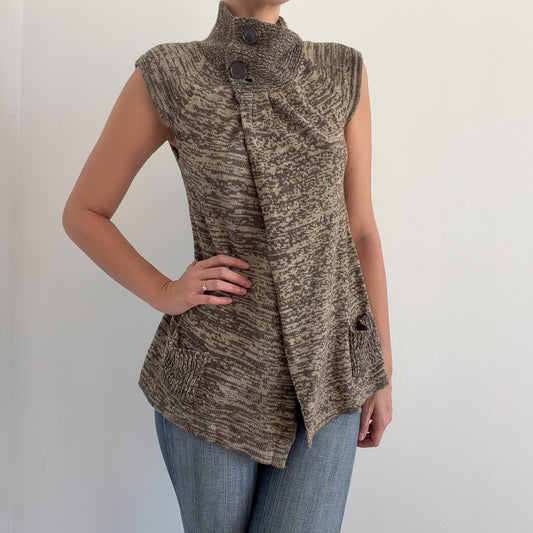 Y2K Olive Sweater Knit Short Sleeve Shrug / SZ M
