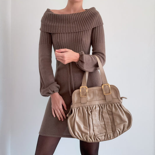 Y2K Cole Haan Gold Leather Handbag