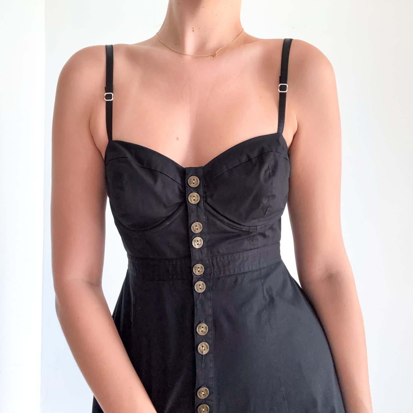 Y2K Guess Black Cotton Bustier Mini Dress / SZ M
