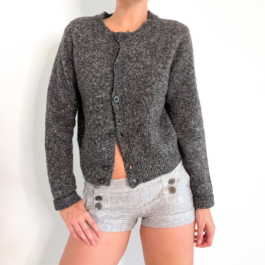 90's Gap Grey Cardigan Chunky Sweater / SZ M-L