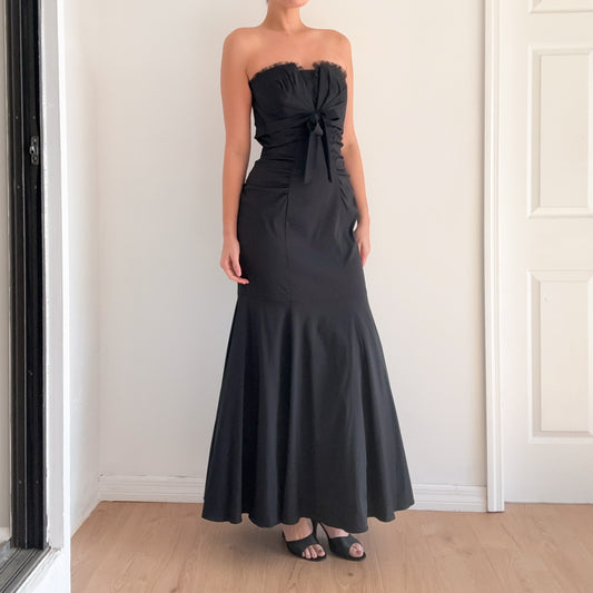Y2K Black Bow Mermaid Gown / SZ M-L