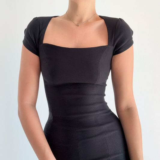Y2K Black Cap Sleeve Mini Dress / SZ S
