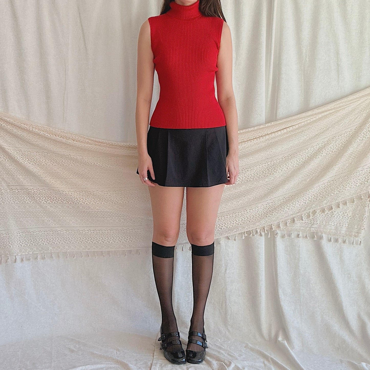 Y2K Black High Waist Pleated Mini Skirt / SZ S-M