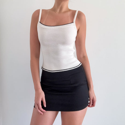 90's White Contrast Knit Tank / SZ S