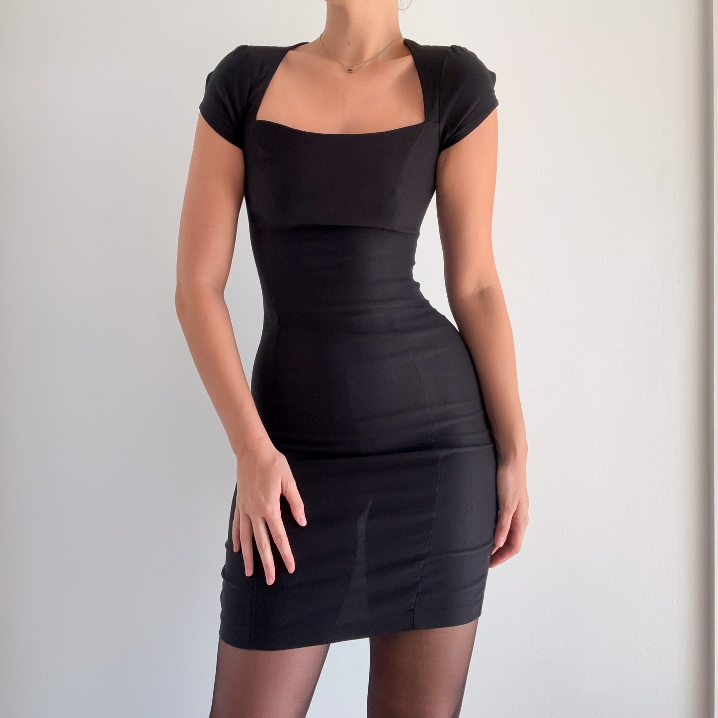 Y2K Black Cap Sleeve Mini Dress / SZ S