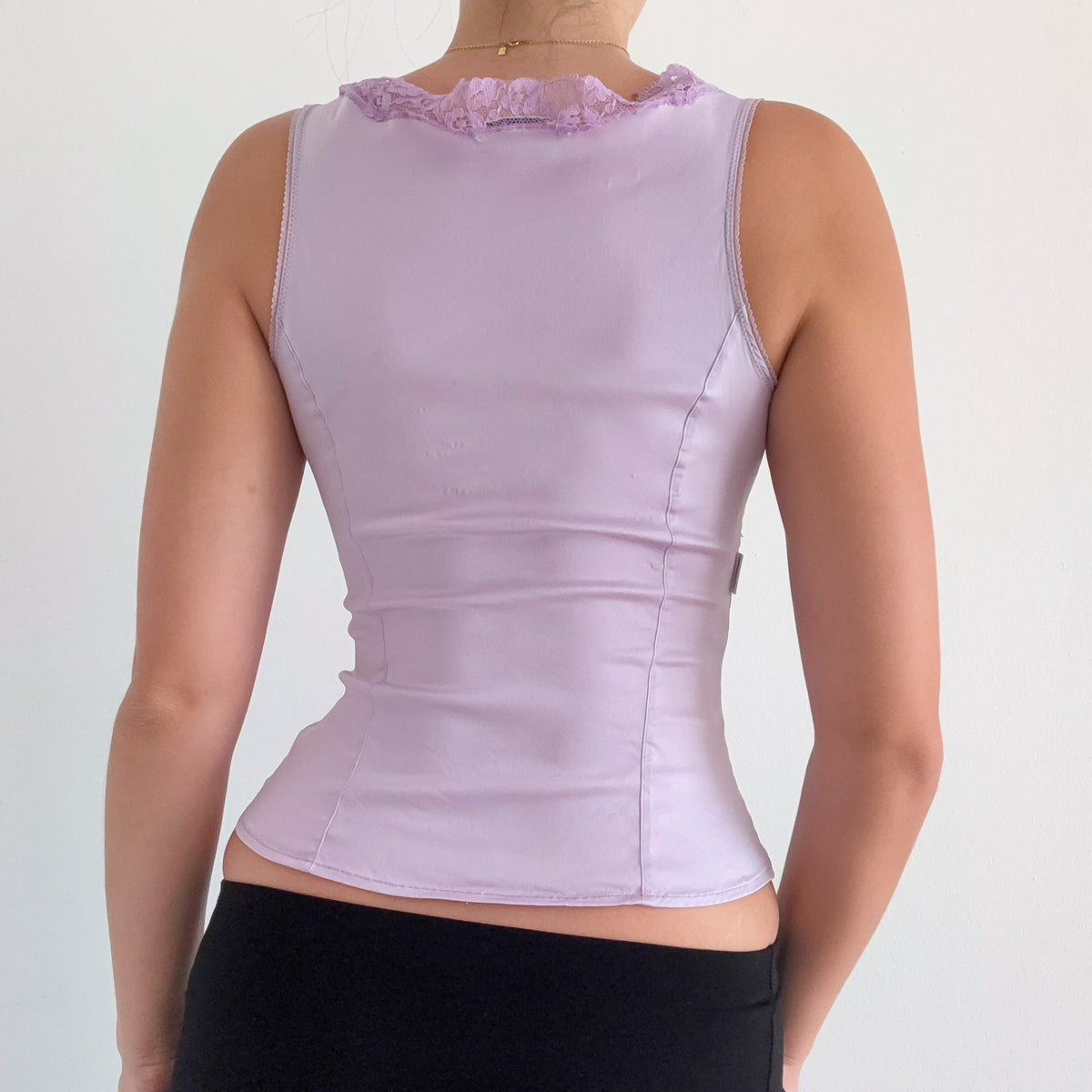 Y2K French Lilac Silk Lace Top / SZ XS/S