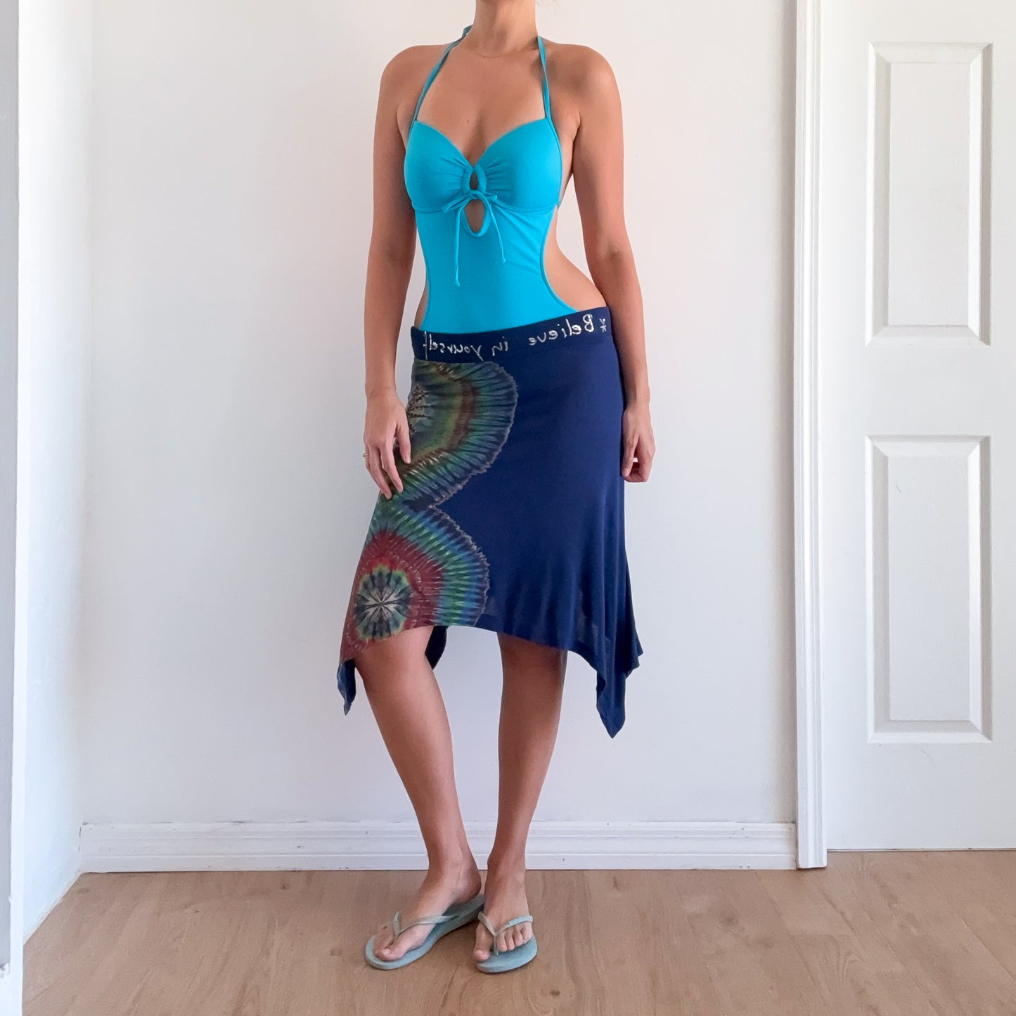 Y2K Desigual Blue Tie Dye Midi Skirt / SZ M/L