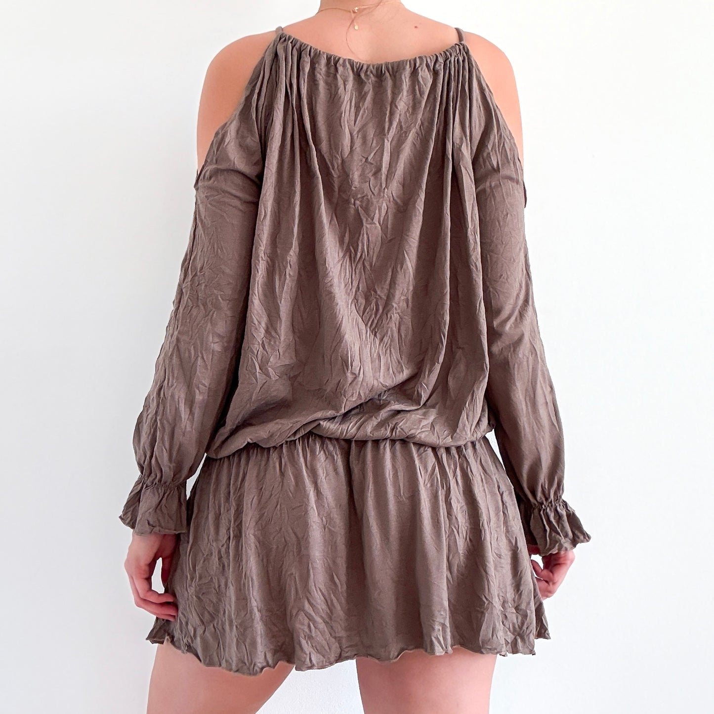Y2K Light Brown Drop Waist Mini Dress / SZ S-M