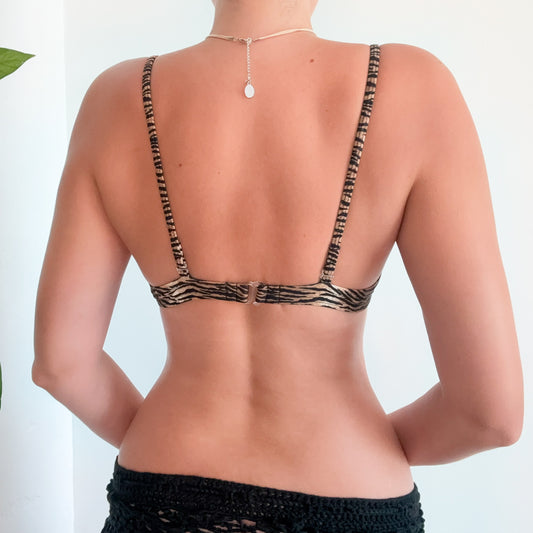 90's Zebra Print Bikini Top / B cup