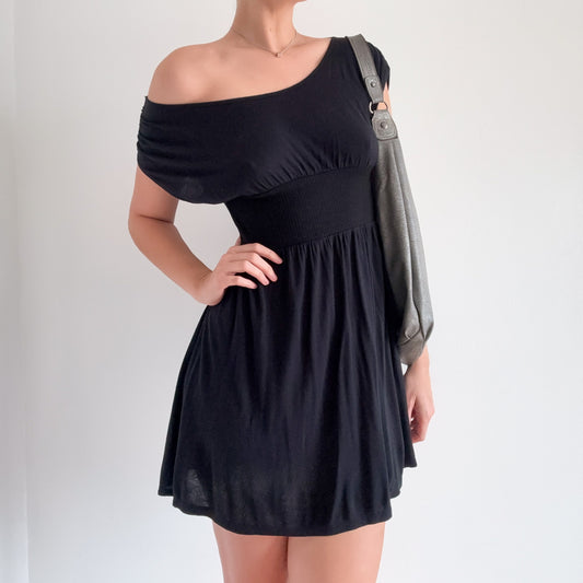 Y2K Black Viscose Mini Dress / SZ S