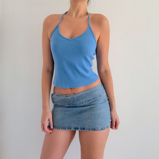 Y2K Cornflower Blue Halter Top / SZ S
