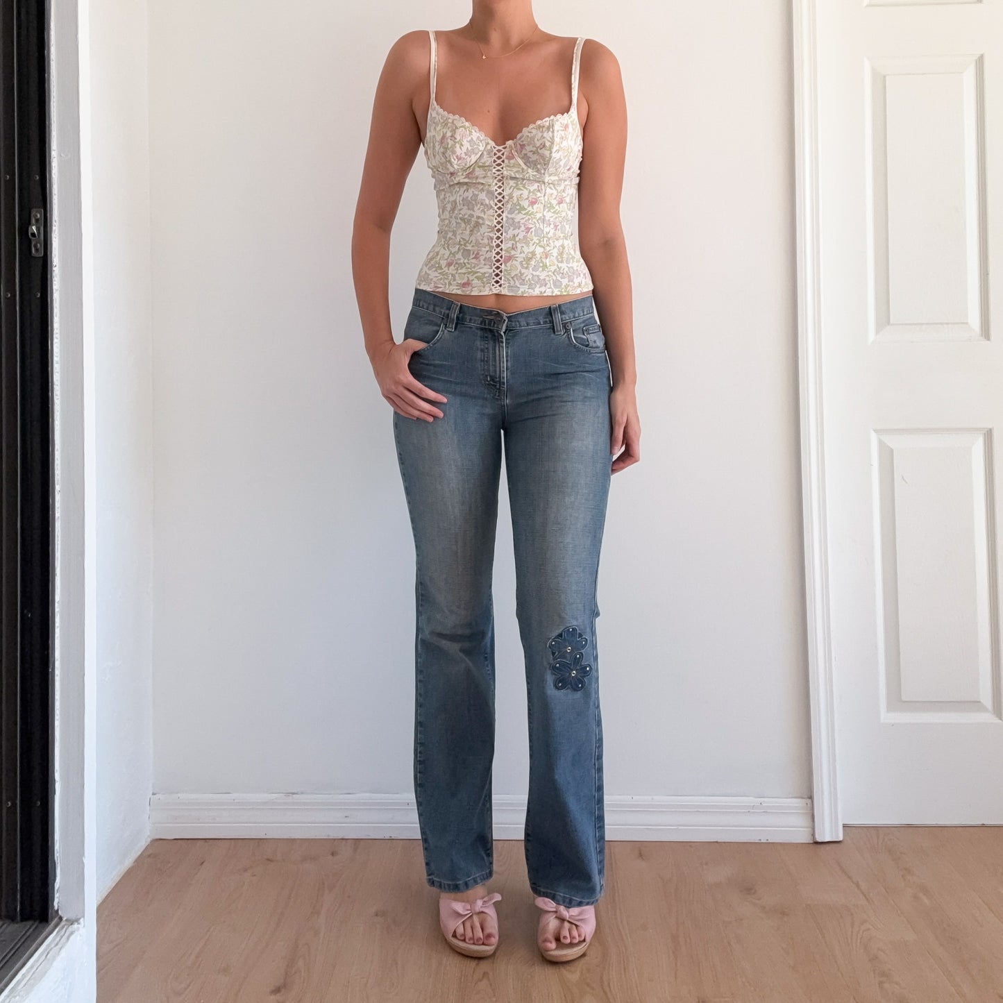 Y2K Nautica Flower Patch Denim Jeans / SZ 6/8