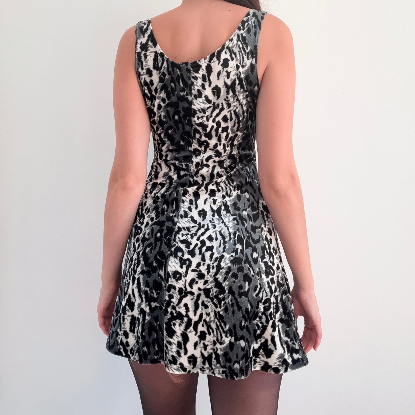 90's Velvet Snow Leopard Mini Dress / SZ M