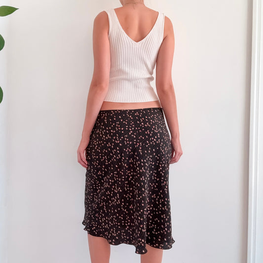 Y2K Black Floral Midi Skirt / SZ M-L