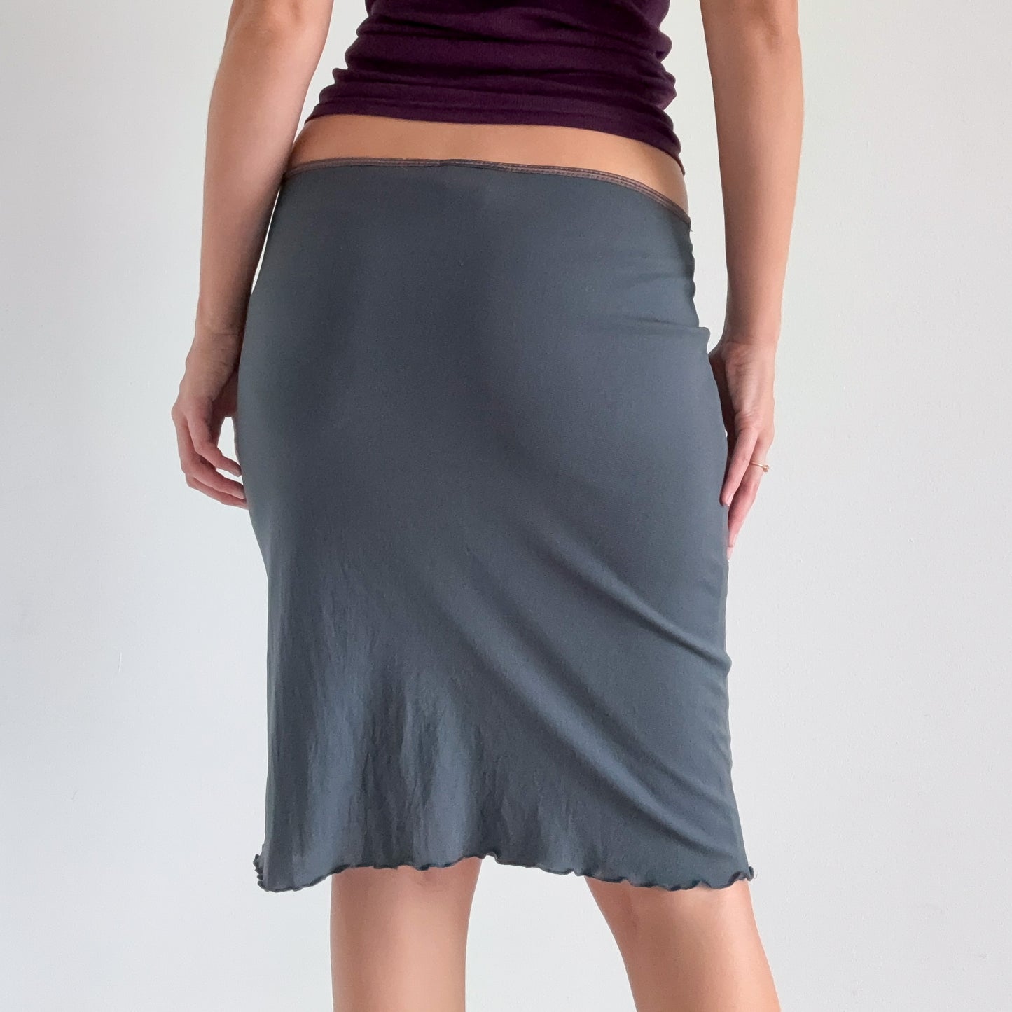 Y2K Dark Grey Mesh Midi Skirt / SZ L