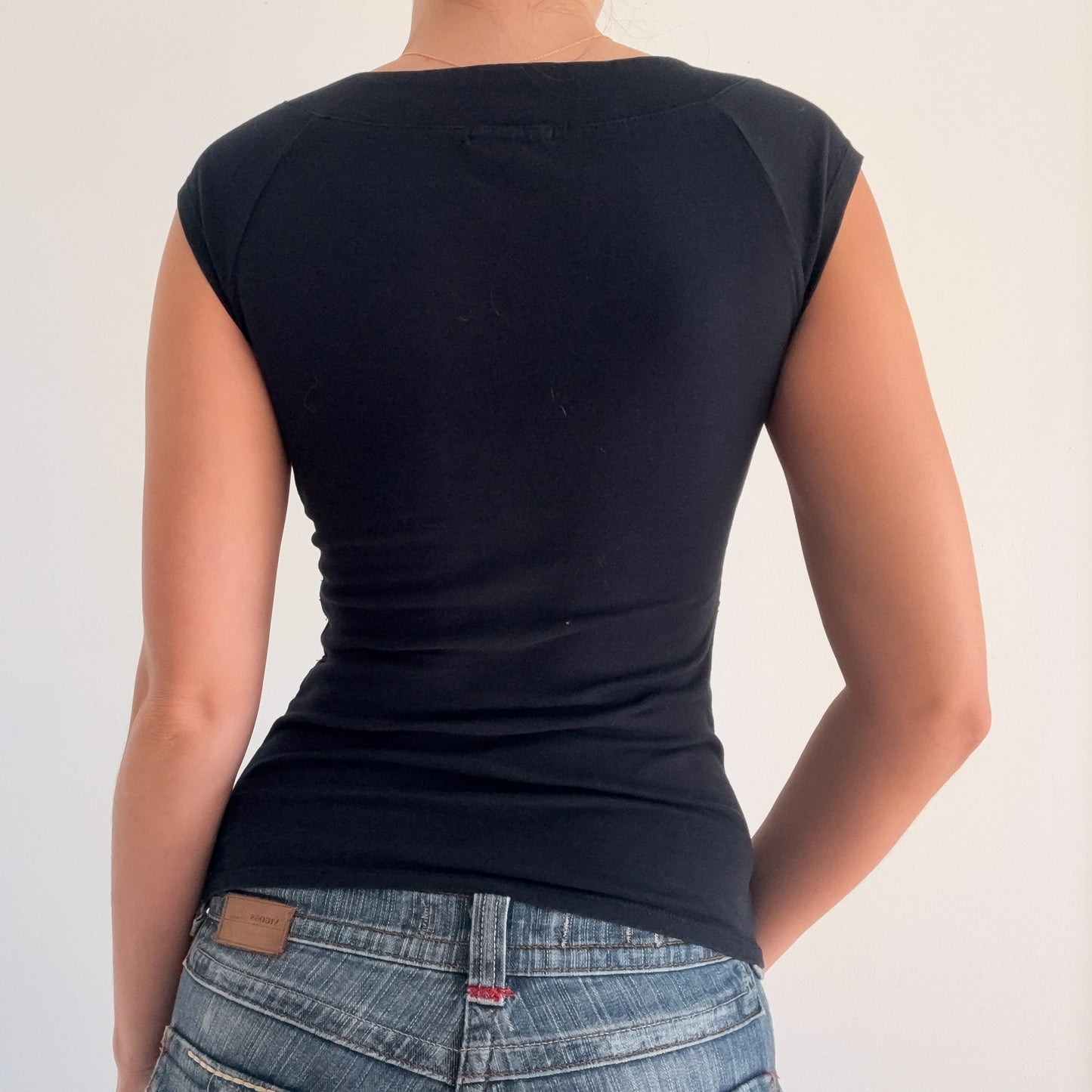 Y2K Black Cotton Sequin Tee / SZ XS/S