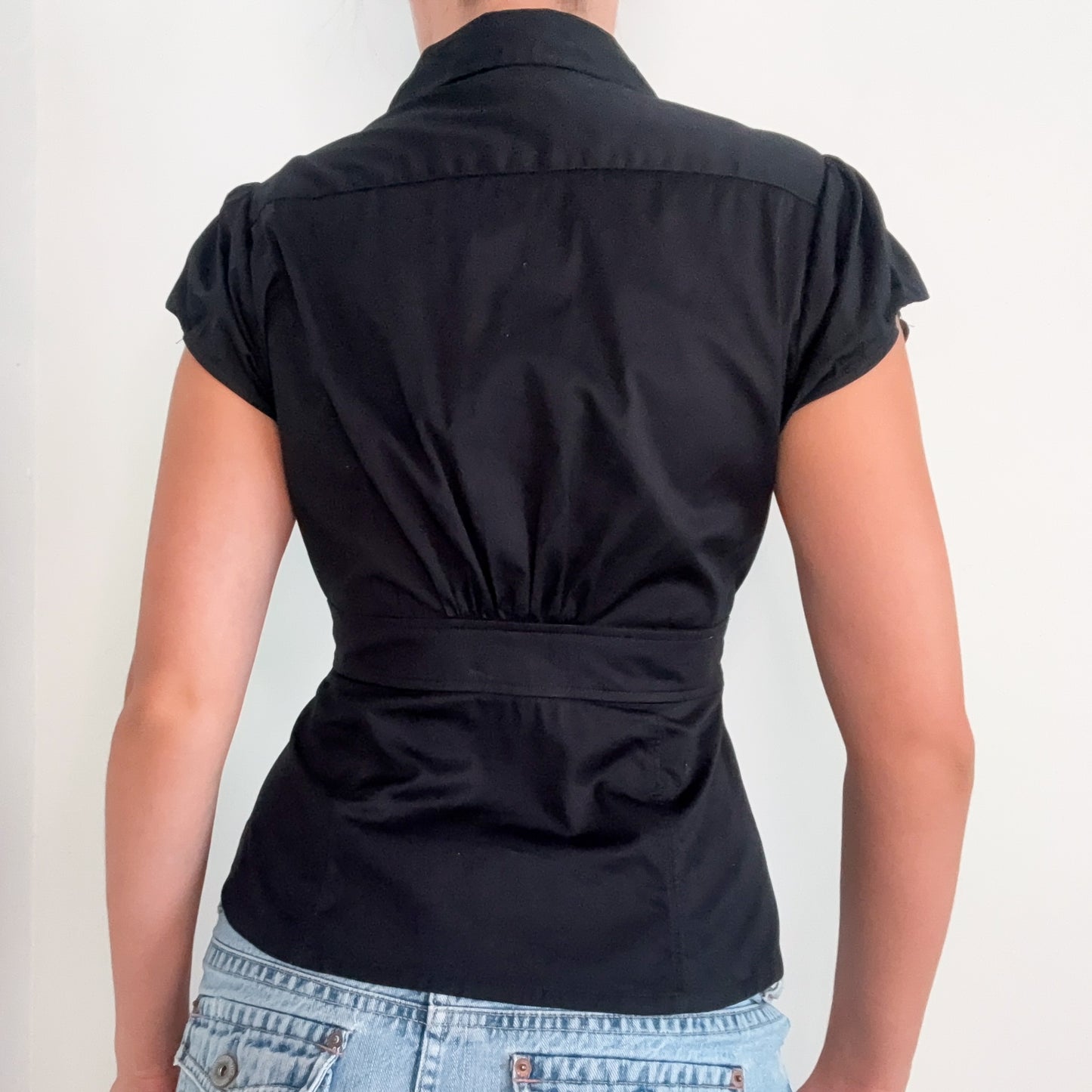 Y2K Black Cotton Button Blouse / SZ 10