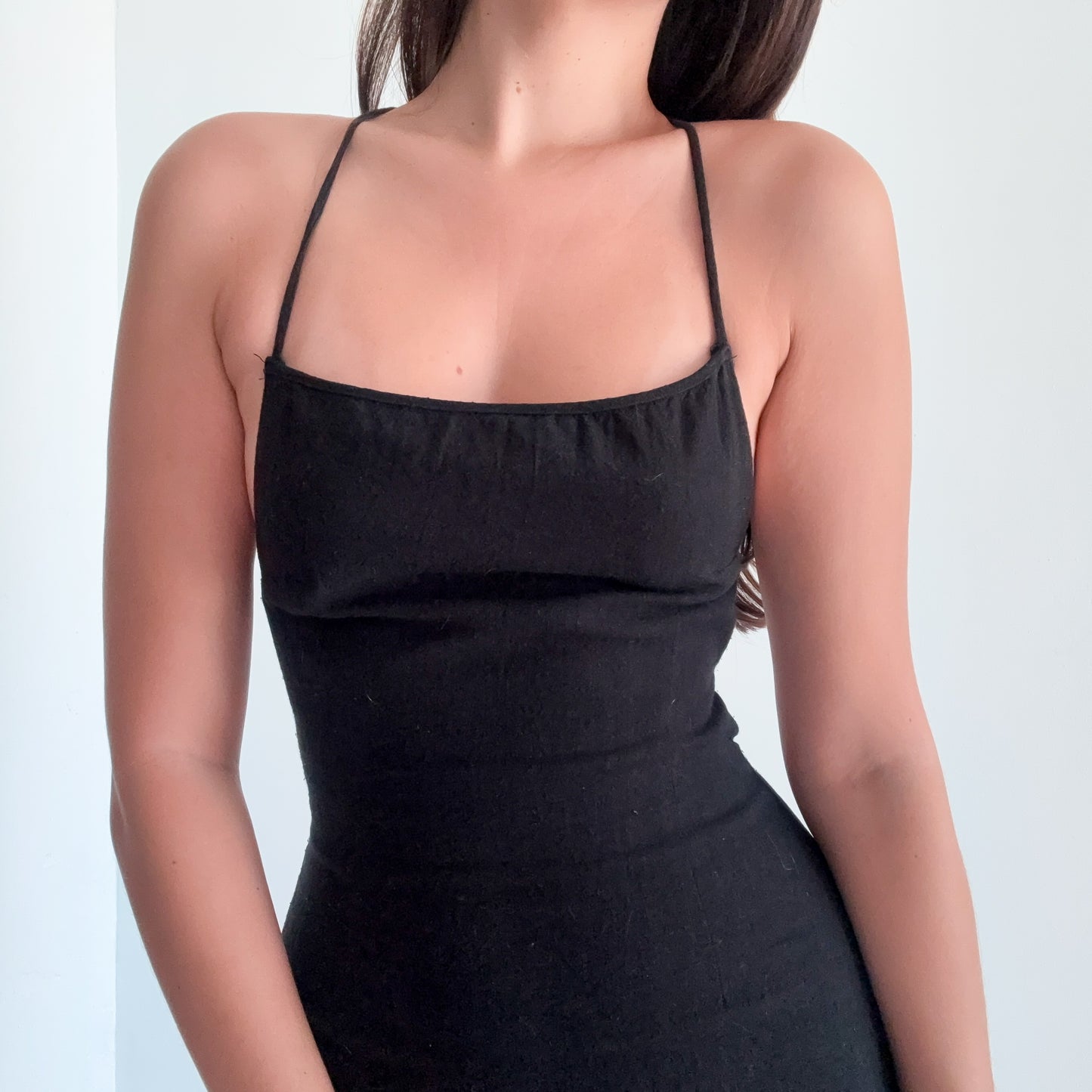 Contemporary Black Crossback Mini Dress / SZ S