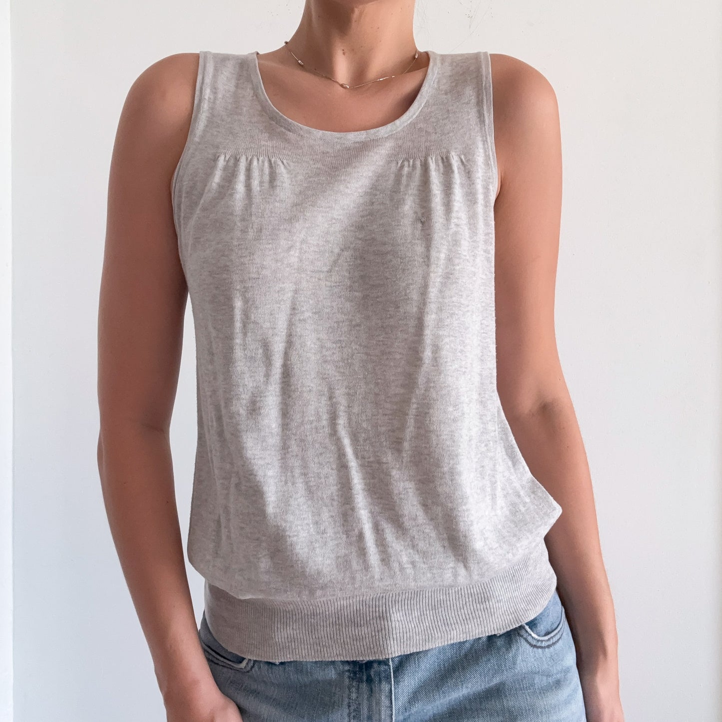 Y2K Light Grey Knit Bubble Top / SZ S/M