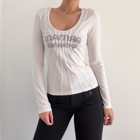 Y2K Armani Exchange White Long Sleeve / SZ M