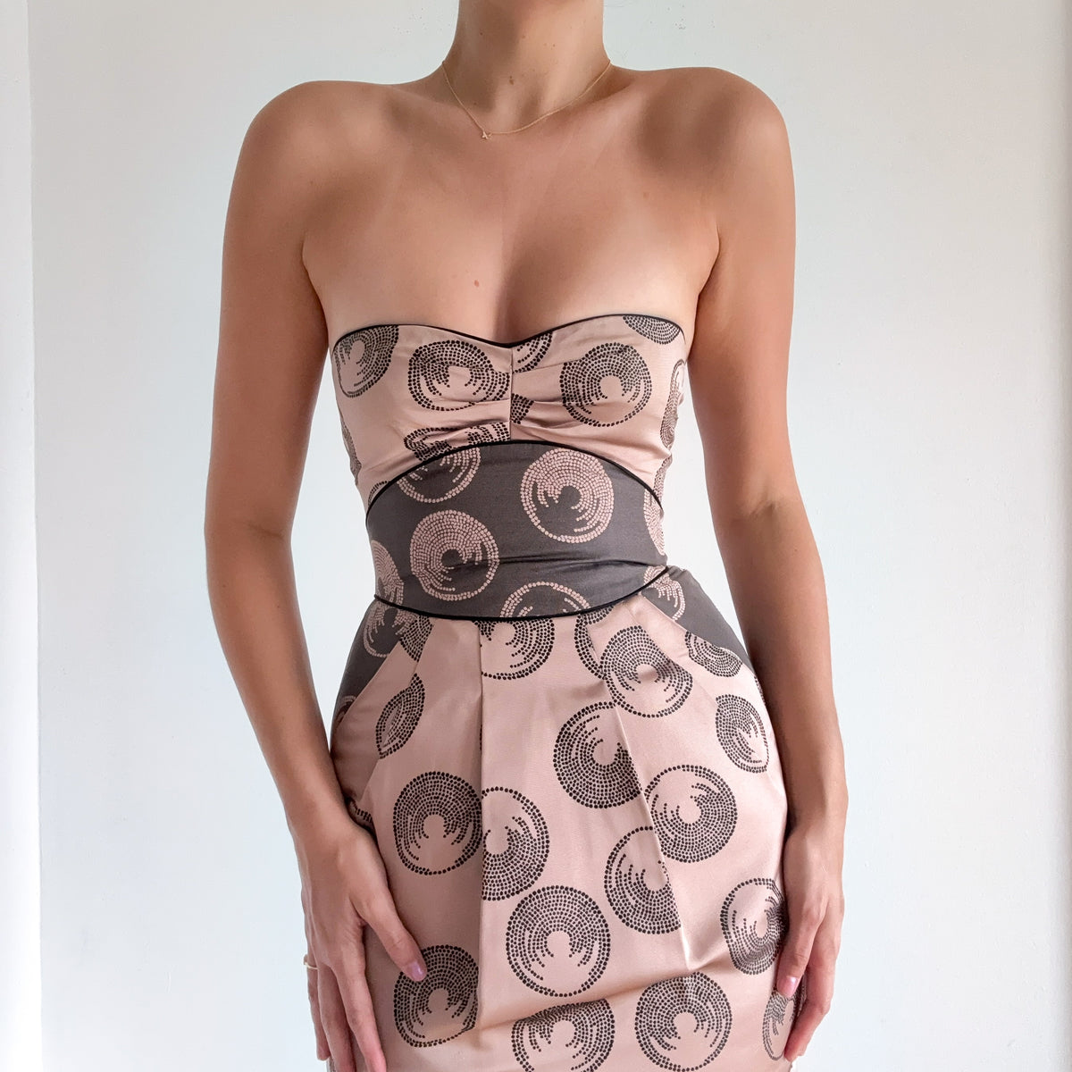 Y2K BCBGMaxAzria Blush & Black Cocktail Dress / SZ 0/2