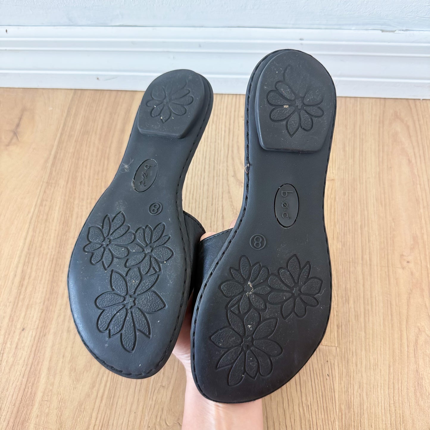 Y2K Black Leather Buckle Slides / SZ 8