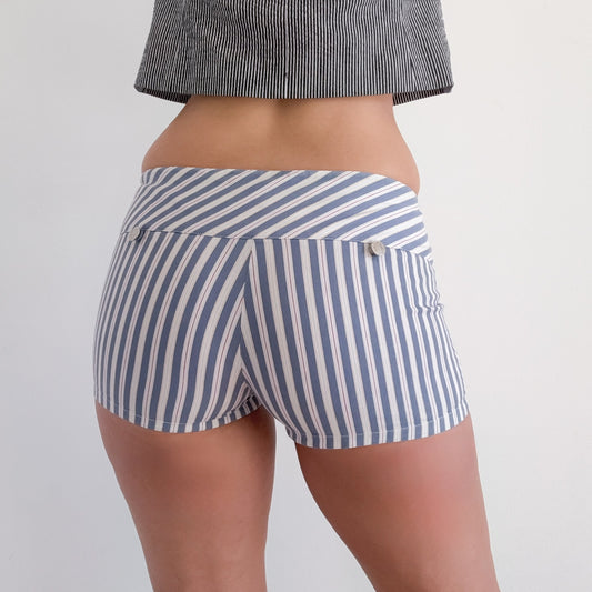 Y2K Powder Blue Striped Mini Shorts / SZ 6