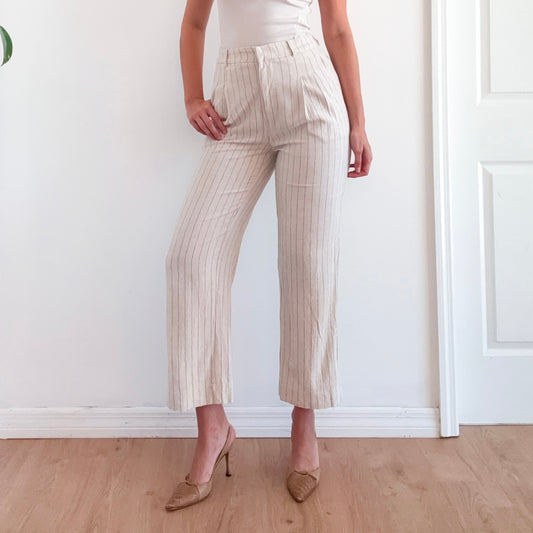 7 For All Mankind Off-White Linen Trousers / SZ S