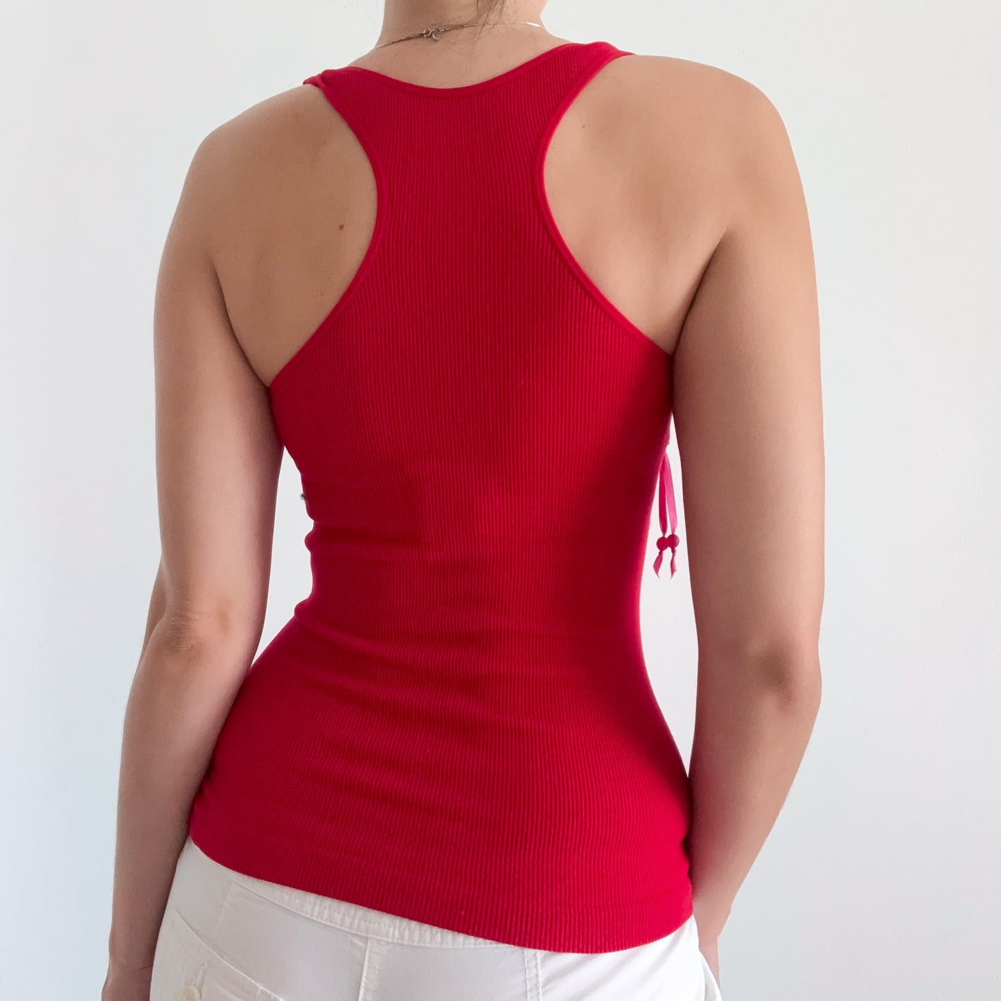 Y2K Red & Pink Patchwork Stretch Tank / SZ S-M