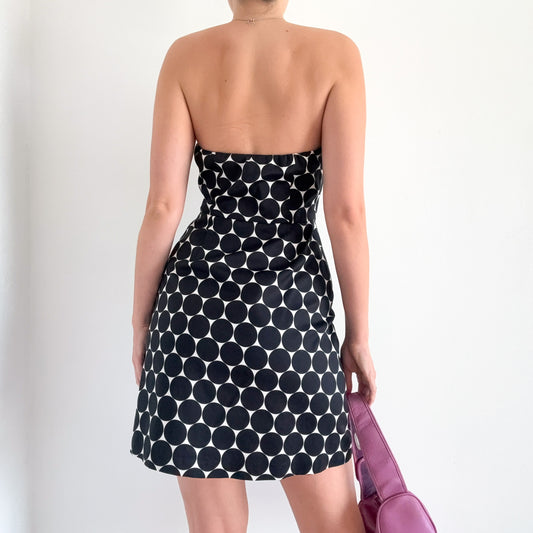 Y2K Black & White Dot Tube Mini Dress / SZ 4