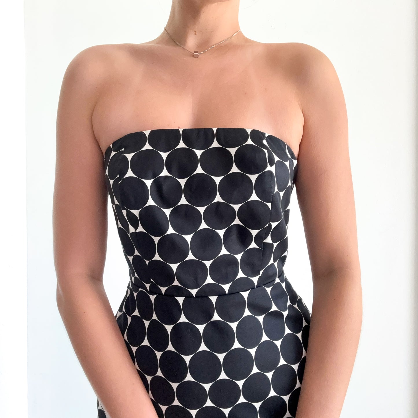 Y2K Black & White Dot Tube Mini Dress / SZ 4