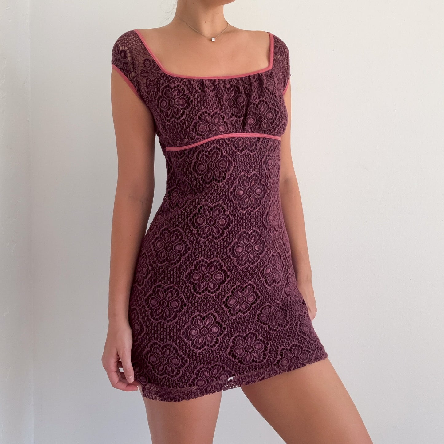 Y2K Pink & Brown Knitted Mini Dress / SZ S