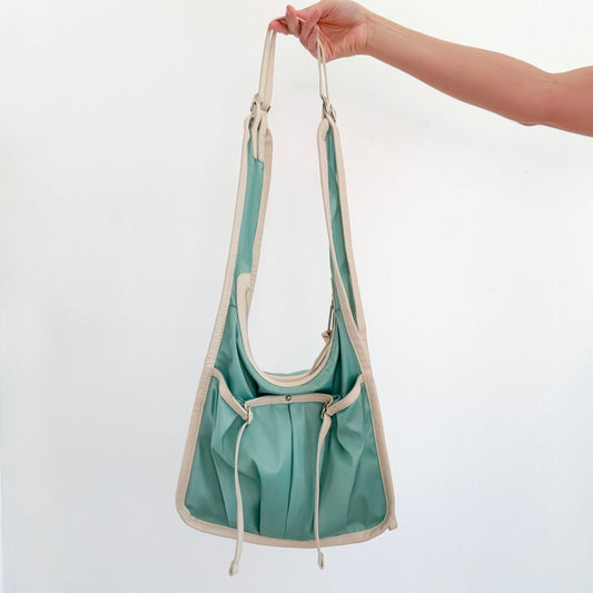 Y2K DKNY Turquoise & Cream Nylon Bag