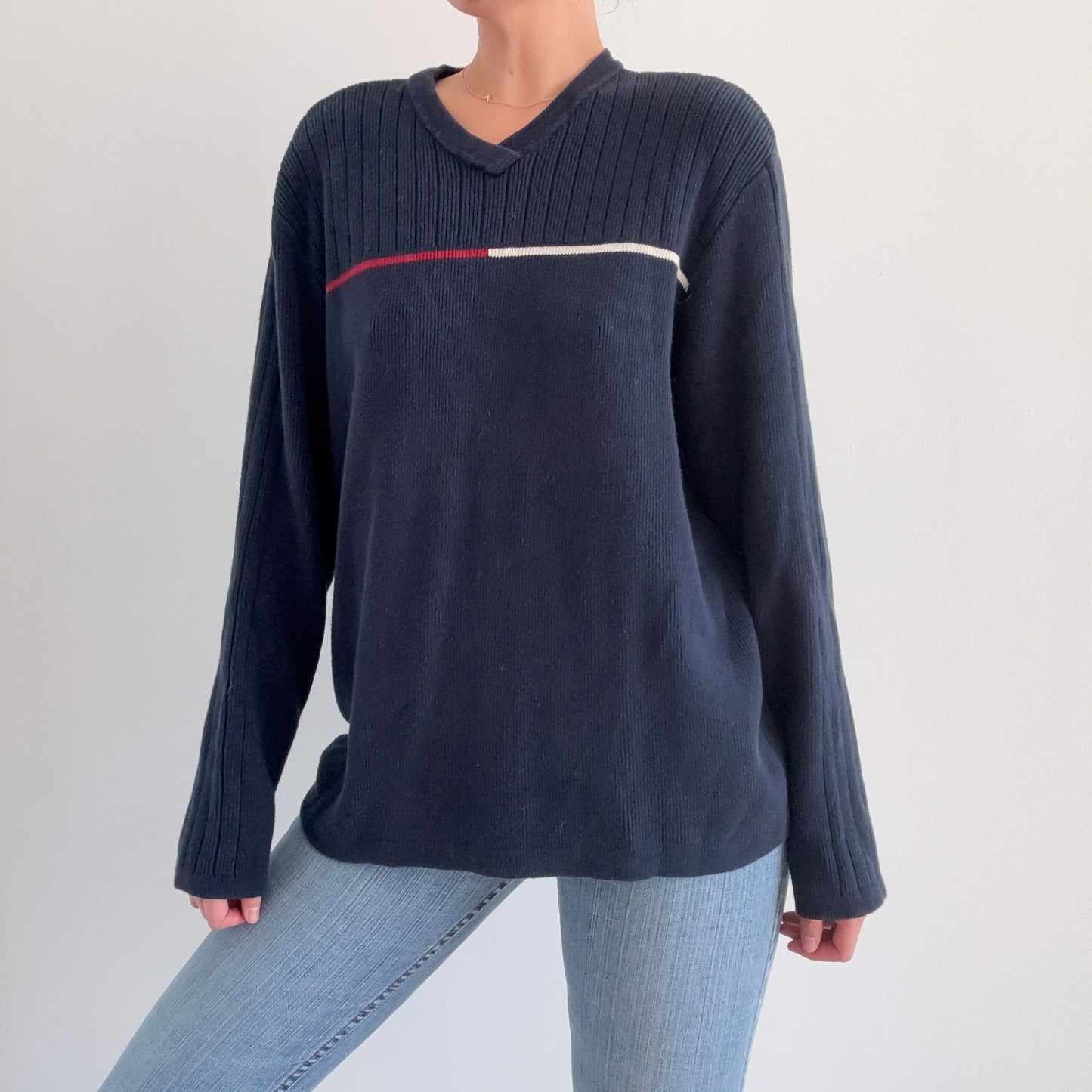 Y2K Tommy Hilfiger Navy Sweater / SZ M-XL